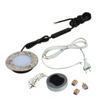 КСС КОМПЛЕКТ ИЗ 1-го LED СВЕТ-КА PLА-1 220V врезной/никель/тепл.свет/выкл/сет.шнур (19.143.35.560)
