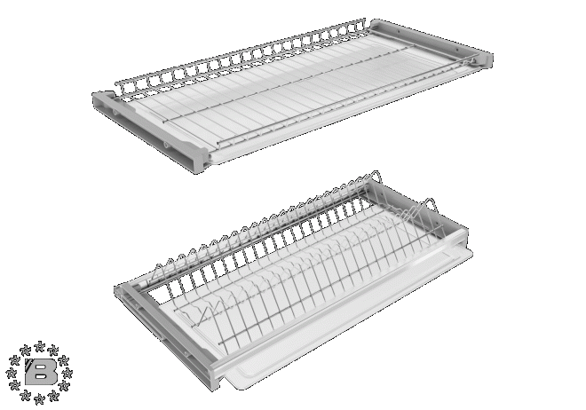 Комплект посудосушителя с рамкой (цвет серебристо-серый) с регулировкой глубины, решетки из нержавеющей стали 900 в Екатеринбурге